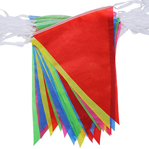 walolo 50 Metros Bunting Partido Colores triángulo Bandera Cuerda Colgando decoración para Boda cumpleaños celebracion Fiesta Bienvenida Navidad víspera Escuela jardín Accesorios Decoraciones