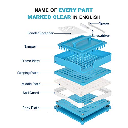 Wananfu - 100 agujeros Máquina de llenado de cápsulas tamaño 1, Usar con cápsulas vacías tamaño 1, Máquina de cápsulas tamaño 1, The Capsule Machine
