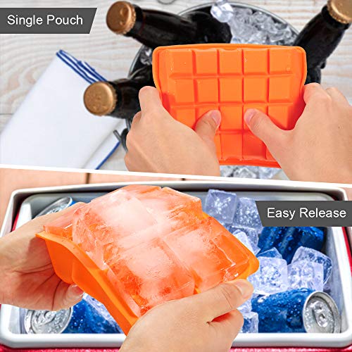 Wanap Bandeja para Cubitos de Hielo, Moldes de Silicona Cuadrados Grandes para Congelador, Alimentos para Bebé, Agua, Cóctel - 2 Pack, Orange