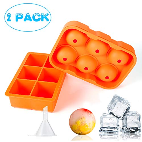 WANAP FT004 Bolas de Hielo Bandeja para Cubitos de Hielo Moldes de Silicona sin BPA, Naranja