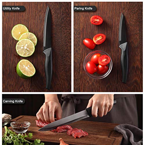 wanbasion Negro Juego De Cuchillos De Cocina Acero Inoxidable, Set De Cuchillos De Cocina Profesional Chef, Juego De Cuchillos De Cocina Los Mejores Cocinero Carne