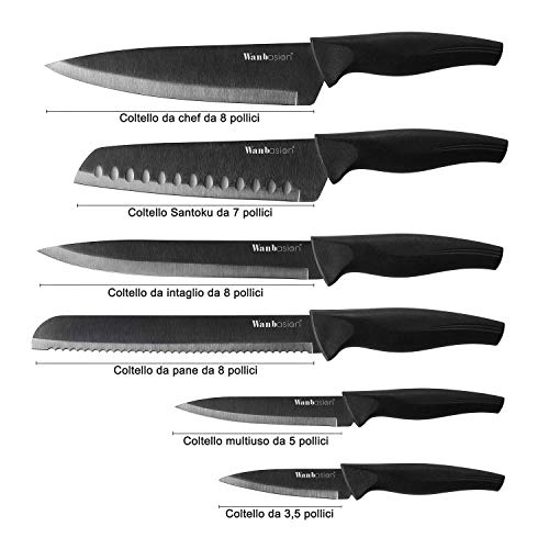 wanbasion Negro Juego De Cuchillos De Cocina Acero Inoxidable, Set De Cuchillos De Cocina Profesional Chef, Juego De Cuchillos De Cocina Los Mejores Cocinero Carne