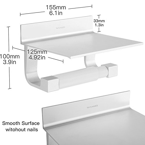 Wangel Portarrollo para Papel Higiénico, Pegamento Patentado + Autoadhesivo, Aluminio, Acabado Mate (Versión Actualizada)