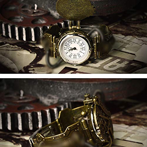 Wan&ya Retro Steampunk Hombres Reloj de Pulsera Personalidad Dial Reloj de Cuarzo Relojes mecánicos industriales Vintage para Halloween Navidad Cosplay Fiesta de Disfraces