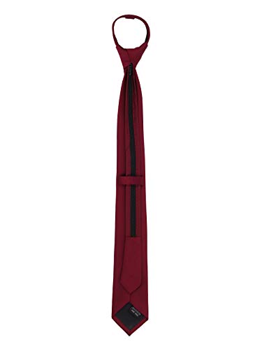 WANYING Hombre Corbata Estrecha 6cm con Cremallera Pre-atado Corbata Seguridad Casual Business Longitud 48cm - Liso Burdeos Rojo