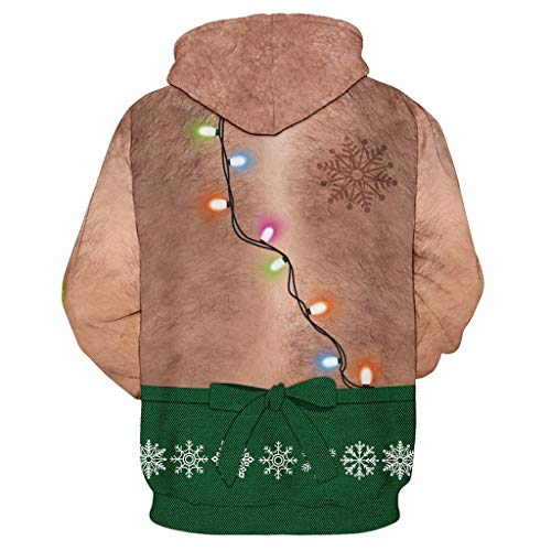 waotier Sudaderas con Capucha de Navidad Parejas Creativo 3D Tapas Impresas Pullover Camiseta Larga de la Manga