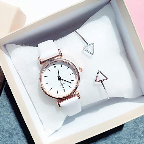 Warmwin Reloj de Mujer de Estilo Simple con Correa de Cuero de Moda Retro Reloj de Mujer Dorado con Esfera pequeña Reloj Femenino Regalo-Núm.Melon Rojo