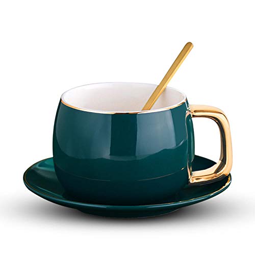 Warmwin Taza de café Creativa nórdica Cuchara, Postre, Hueso, China, Juego de Tazas de té Alto, Companion Plastica, Bebida casera-N