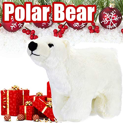 WARMWORD Oso Polar de Peluche Stuffed Animal Polar Bear Plush Toy para el bebé o los niños Navidad Abrazo Peluche Oso Polar Juguetes Kawaii Colección Altura 13 Longitud 20 cm