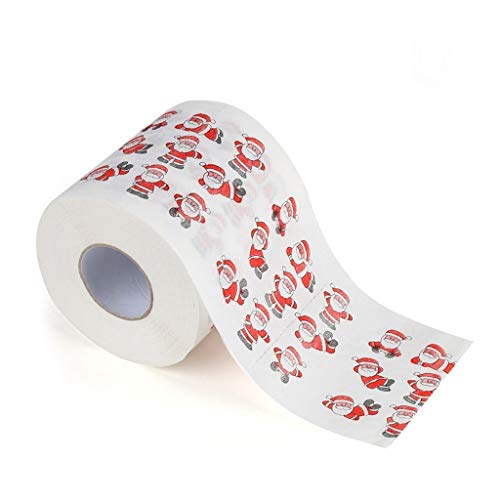 WARMWORD Rollo de Papel higiénico navideño Tejido de Navidad Novedad Árbol de Navidad Papá Noel Impreso Feliz Navidad Rollo de Papel de Seda para decoración navideña 10 Rollo