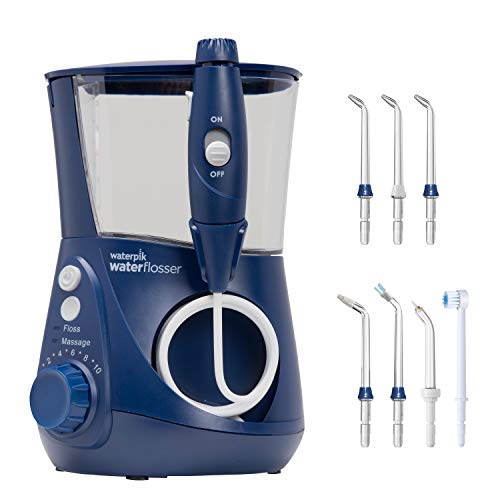 Waterpik WP-663EU Aquarius - Irrigador dental,  100-240V,  depósito de agua de 650 ml,  Azul