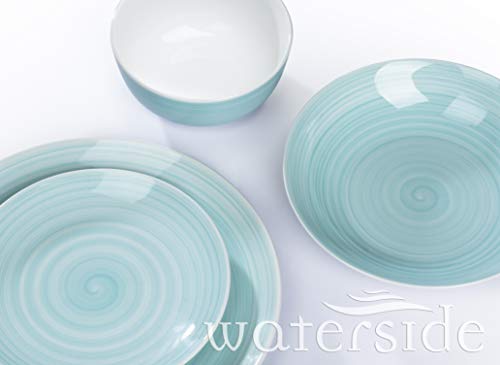 Waterside Fine China Juego de Cena, Porcelana, Aguamarina, Talla única