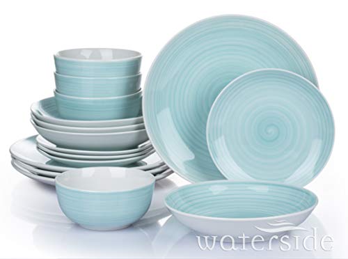 Waterside Fine China Juego de Cena, Porcelana, Aguamarina, Talla única