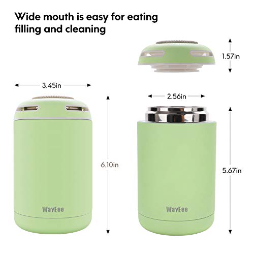 WayEee 460 ml Termo para Comida Niños Botella Aislada de Acero Inoxidable para Alimentos Calientes y Bebidas Frías, Termo para Sólido y Líquido (Verde Menta)