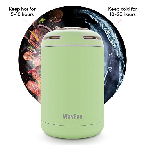 WayEee 460 ml Termo para Comida Niños Botella Aislada de Acero Inoxidable para Alimentos Calientes y Bebidas Frías, Termo para Sólido y Líquido (Verde Menta)