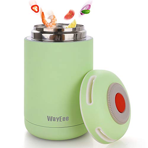 WayEee 460 ml Termo para Comida Niños Botella Aislada de Acero Inoxidable para Alimentos Calientes y Bebidas Frías, Termo para Sólido y Líquido (Verde Menta)