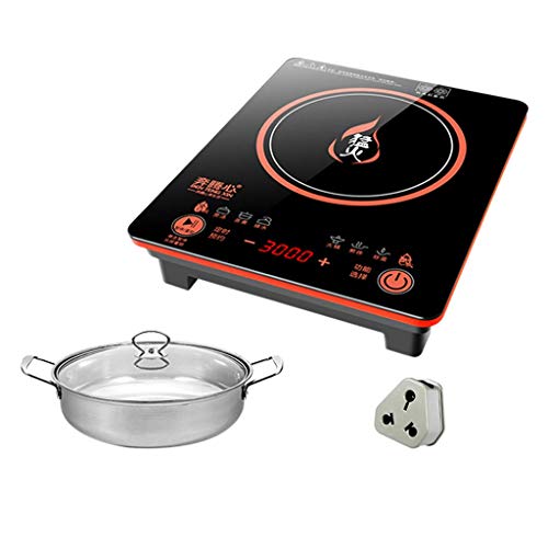 WCY Cocina de inducción de una Sola Cabeza Hornillos, Cocina de inducción Ultra-Delgado con Apariencia Elegante, Panel de Cristal Negro de Alta definición, Sensor táctil, Cerradura de Seguridad yqaae