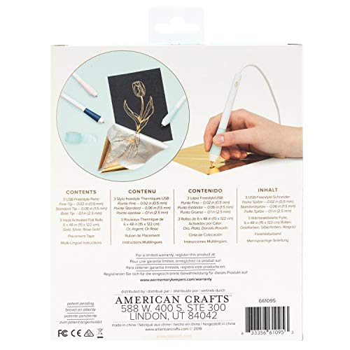 We R Memory Keepers American Crafts Foil Quill Freestyle Pen All-In-One Kit - Diy Crafting Tool - Pack Of 7, Multicolor, Talla Única