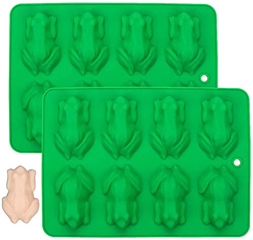 Webake 2 moldes de silicona para caramelos de rana y chocolate, antiadherentes, reutilizables, para gelatina, decoración de tartas, jabón, resina (verde)