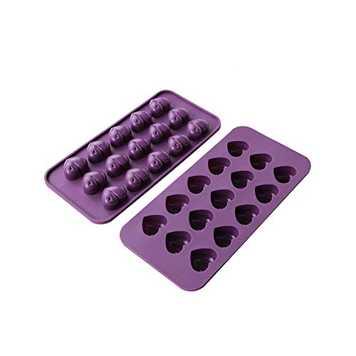 Webake 2 Piezas Molde de Silicone para Chocolate Caramelo en Forma de Corazón Antiadherente Moldes para Bombones de Café Cubo de Hielo Gelatina