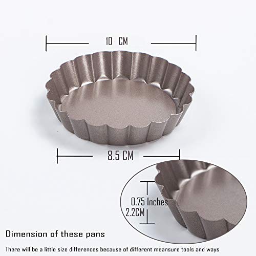 Webake Molde para Tartaletas Antiadherentes Molde para Mini Quiche, Tarta, Molde Bizcocho Desmontable (6 Unidades, 10cm, antiadherentes, Base extraíble)