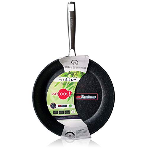 WECOOK 10430 Ecochef Titanio Sartén Aluminio Forjado 30 cm, inducción, 5 Capas Antiadherente sin PFOA, 4mm Espesor, Apta Todas Las cocinas, vitroceramica, Gas, lavavajillas, Negro, 30cm