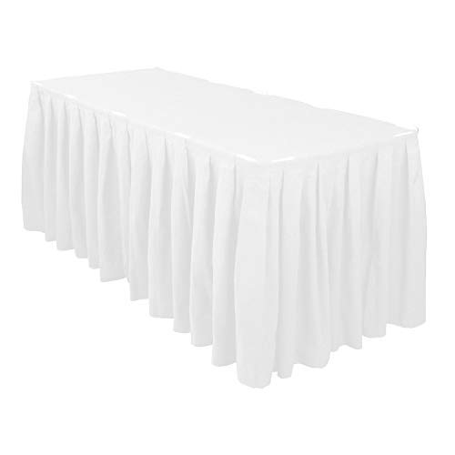 WedDecor Negro 14ft Poliéster Mesa Falda con Nylon Cierres para Fácil Accesorio - Decorativo Mesa Ropa para Boda, Fiestas, Celebración, Eventos, para 2.5ft x 4ft Mesa - Blanco, 17 Feet