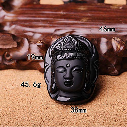 WEDFTGF Colgante de obsidiana natural Buda Amitabha Cabeza de Buda Colgante Collar