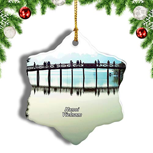 Weekino Vietnam Lago de la Espada Restaurada Hanoi Decoración de Navidad Árbol de Navidad Adorno Colgante Ciudad Viaje Porcelana Colección de Recuerdos 3 Pulgadas