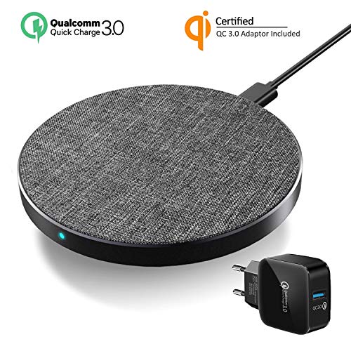 Wefunix Cargador Inalámbrico Rápido, Base de Carga Inalámbrica Qi fast Wireless Charger USB C,7.5W para iPhone 11 XS Max XR X 8,Mi Mix 2S,10W para Samsung Galaxy S20 S10 S9 S8 Note 10/9 Huawei P30 Pro