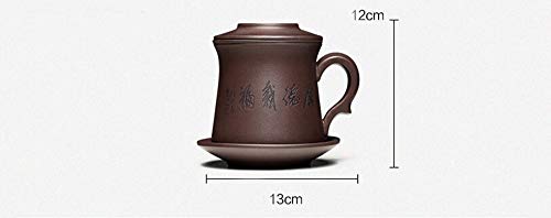 WEHOLY Inicio Taza de té de Arcilla púrpura Taza de té de Gongfu Famoso Chino Yi Xing Taza de té de Arcilla púrpura, Taza de infusor con Plato y Taza de té con Tapa.