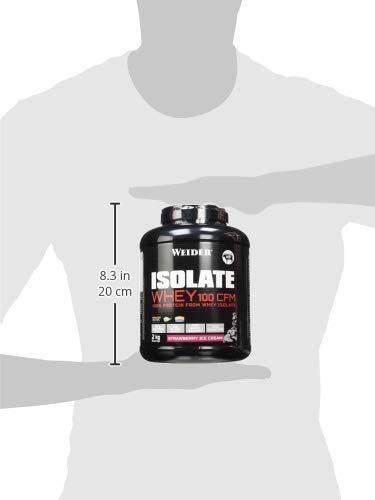 Weider Isolate Whey 100CFM 2000 gr Fresa. 100% aislado de proteina de suero. Cero azúcar, cero aspartamo, con stevia, con dygezime, con BCAA, apto para veganos. Isolac. Para dietas keto.