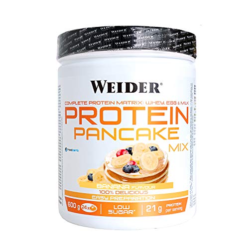 Weider Protein Pancake Mix Vainilla. Tortitas de harina de avena integral, enriquecidas con proteinas. Sabor Banana - 600 gr