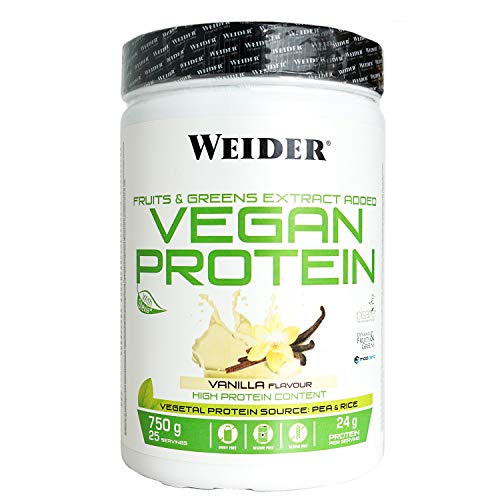 Weider Vegan Protein. Sabor Mango-Matcha. Proteína 100% vegetal de guisantes (PISANE) y arroz. Sin gluten. Sin lactosa. Sin aceite de palma (750 g)