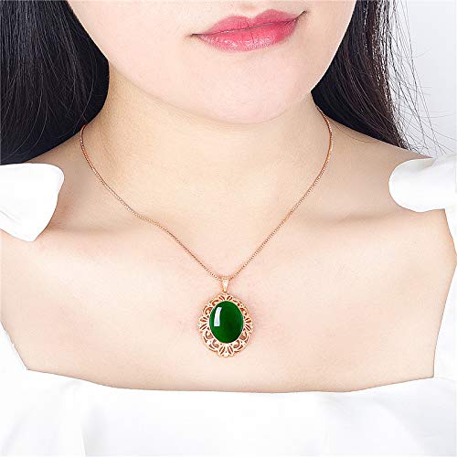 WEIKAI Collar para Mujer Colgante De Diamantes Naturalmente Naturales Colgante Chapado En Oro De 18 Quilates Colgante Verde De Espinacas Colgante De Jade