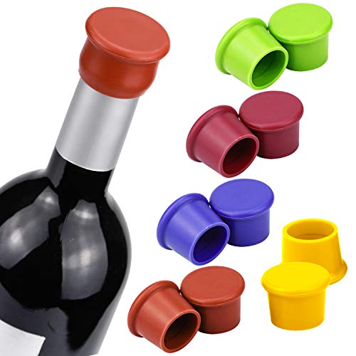 WEKON 10pcs Tapones de Vino, Tapón para Botella, Tapones de Cerveza, Corcho de Vino, Tapones de Silicona de Vino Diámetro Estándar 2.9CM Colores Surtidos para Vino Champán Cerveza Bebida