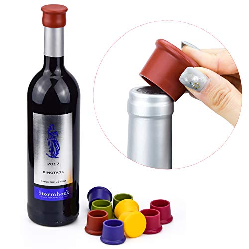 WEKON 10pcs Tapones de Vino, Tapón para Botella, Tapones de Cerveza, Tapones de Silicona de Vino, Corcho de Vino Diámetro Estándar 2.9CM Colores Surtidos para Vino Champán Cerveza Bebida