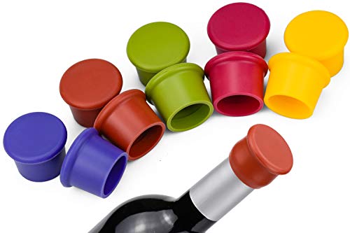 WEKON 10pcs Tapones de Vino, Tapón para Botella, Tapones de Cerveza, Tapones de Silicona de Vino, Corcho de Vino Diámetro Estándar 2.9CM Colores Surtidos para Vino Champán Cerveza Bebida