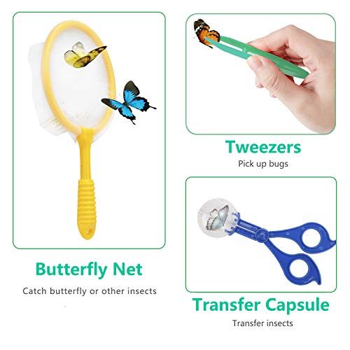 welltop Kit de Aventura para niños, Kit de exploración al Aire Libre de 25 Piezas Brújula de Camping Linterna Lupa Lupa Niños Binoculares Insecto de Insectos Juego de Herramientas de Captura Juguetes