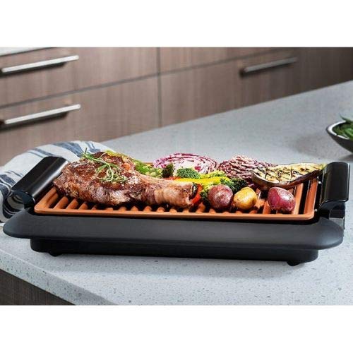 WEME Barbecue Plate Fast BBQ Smokeless Grill with Temperature Dial Heated Grilling Grate Made of Ti-cerama