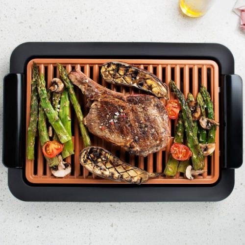 WEME Barbecue Plate Fast BBQ Smokeless Grill with Temperature Dial Heated Grilling Grate Made of Ti-cerama