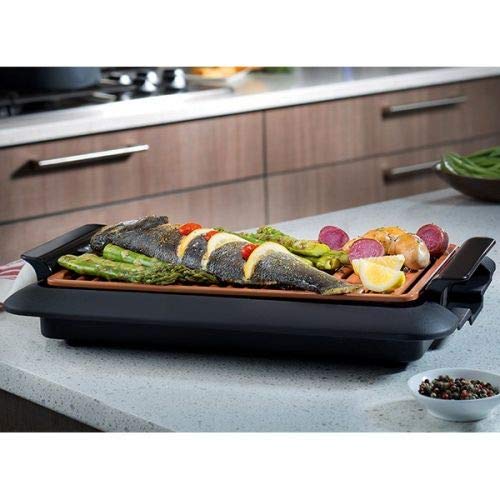 WEME Barbecue Plate Fast BBQ Smokeless Grill with Temperature Dial Heated Grilling Grate Made of Ti-cerama