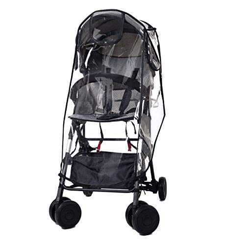 Wemk Protector de Lluvia para Silla de Paseo, Cubierta de Lluvia para Cochecitos, con 3 Ventanas de Ventilación, Transparente Burbuja de Lluvia de Material de EVA - Tamaño Grande