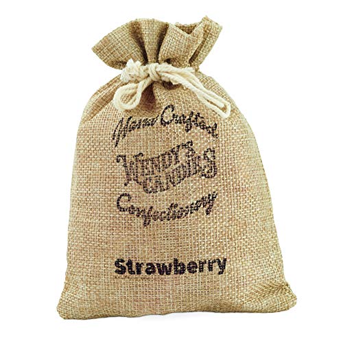 Wendy's Candies - Dulces de corazón de fresa natural envueltos individualmente, 200 g en una bonita bolsa de yute, hecho a mano en el Reino Unido