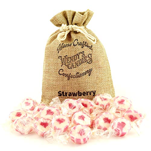 Wendy's Candies - Dulces de corazón de fresa natural envueltos individualmente, 200 g en una bonita bolsa de yute, hecho a mano en el Reino Unido