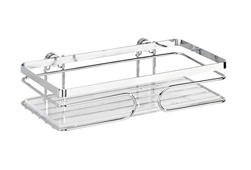 WENKO 20409100 Estanteria mural Premium para la ducha - fijar sin taladrar, Acero inox, 24 x 6.5 x 13.5 cm, Brillante