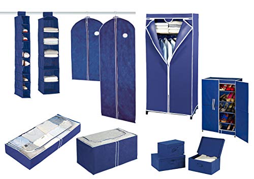 Wenko 4372050100 multiorganizer Air - Organizador de Tejido Transpirable con 10 Compartimentos (15 x 122 x 30 cm), Color Azul Marino