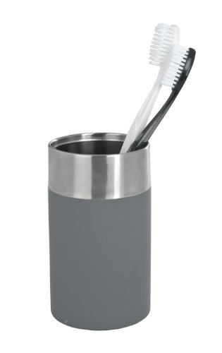 Wenko Creta Vaso para Cepillos de Dientes, Poliestireno, Gris, 7x7x11.1 cm