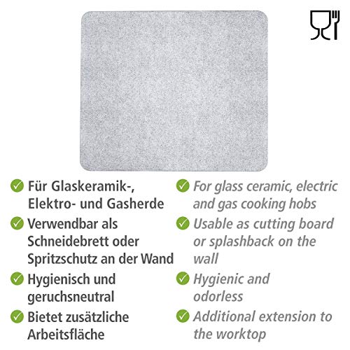 Wenko Herdabdeckplatte Universal 3 in 1, für alle Herdarten, Gehärtetes Glas, 50 x 1,8-4,5 x 56 cm, Transparent