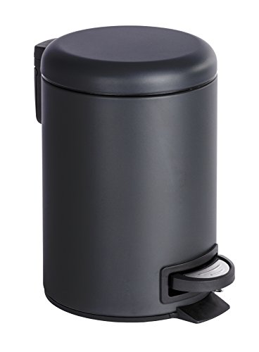 Wenko Leman Cubo con Pedal para Cosmética 3 L, Acero, Negro, 22.5x17x25 cm